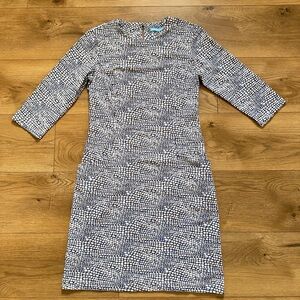 J.‎ McLaughlin Catalina Cloth Dress Small Navy Cream Print Pockets Shift